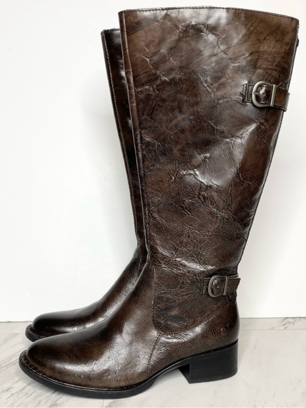 Born Gibb Knee High Wide Calf Brown Leather Boot 7 1/2 M